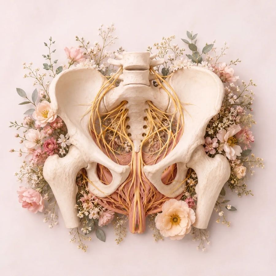 Ilustración de la pelvis y el suelo pélvico